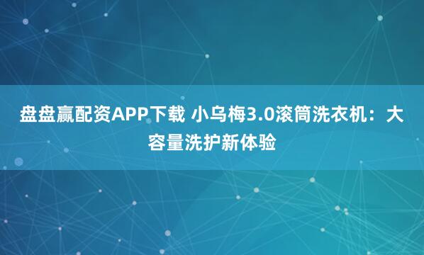 盘盘赢配资APP下载 小乌梅3.0滚筒洗衣机：大容量洗护新体验